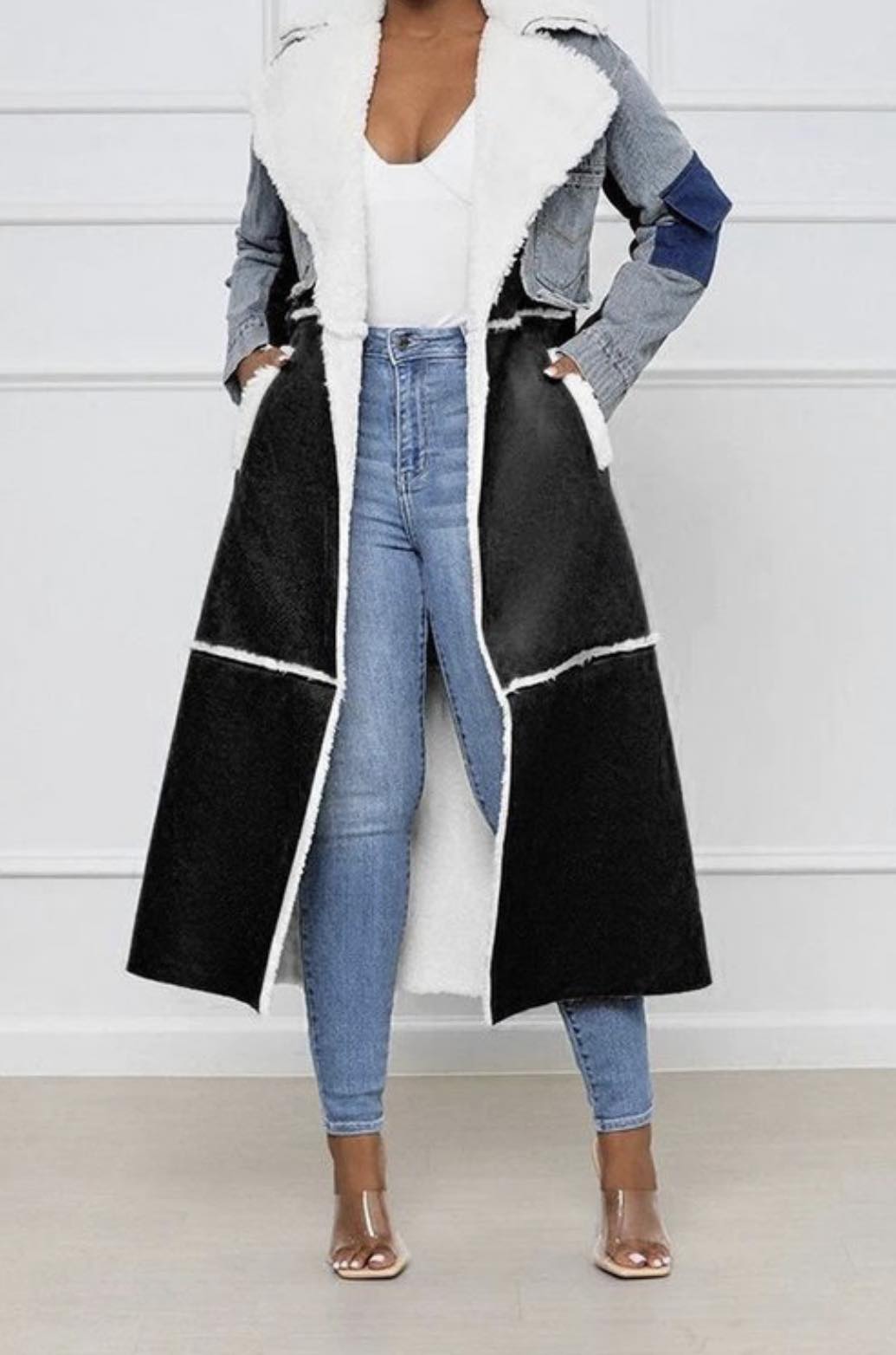 Denim and Shearling Coat