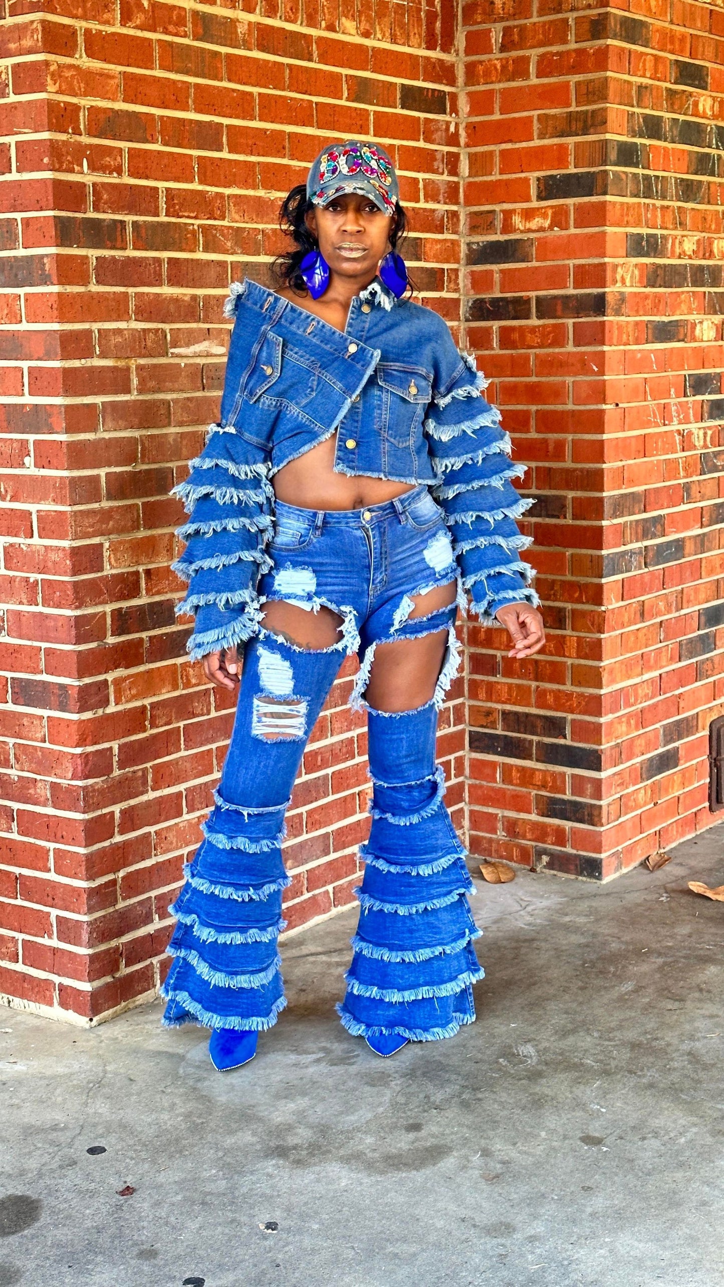 "The Rich Auntie" Tiered and Distressed Jeans