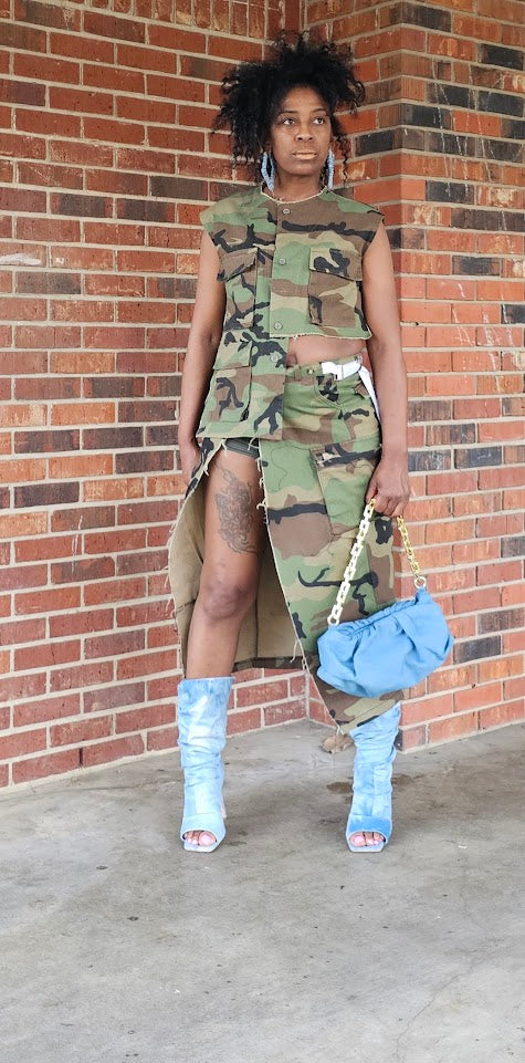 Camouflage Cargo Skirt - Long